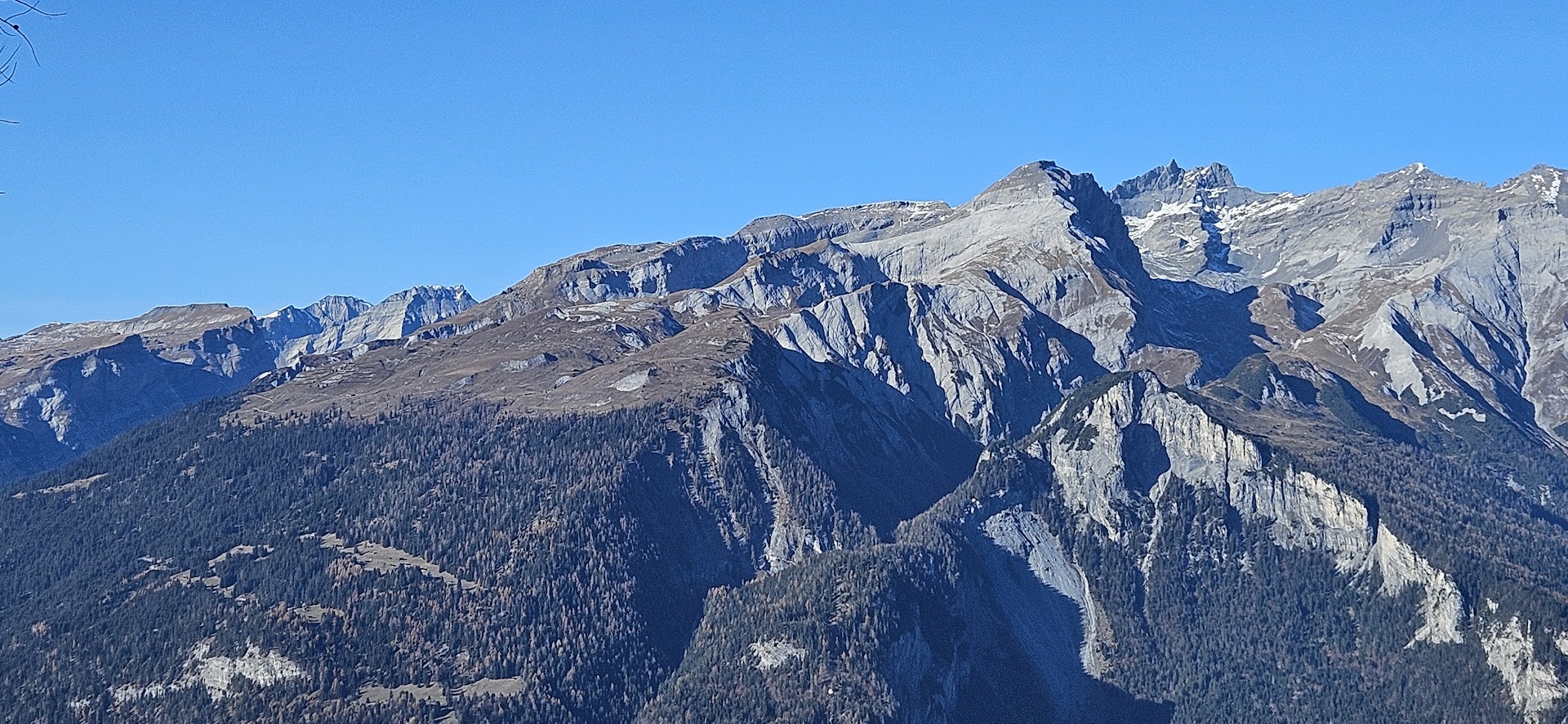 Blick auf die Trinser Alpen von Piz Dolf bis Piz Bargis